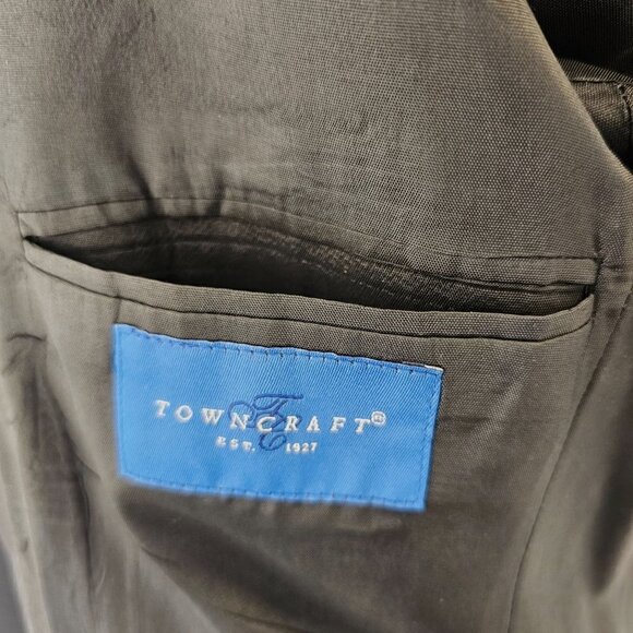 TownCraft JC Penny Navy Blue Pinstripe 2 Button Sport Coat Poly Wool Size 38S - Picture 4 of 11